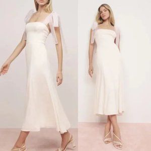 Reformation Kairo Dress Midi Ivory Crepe, size 4 – NWT!